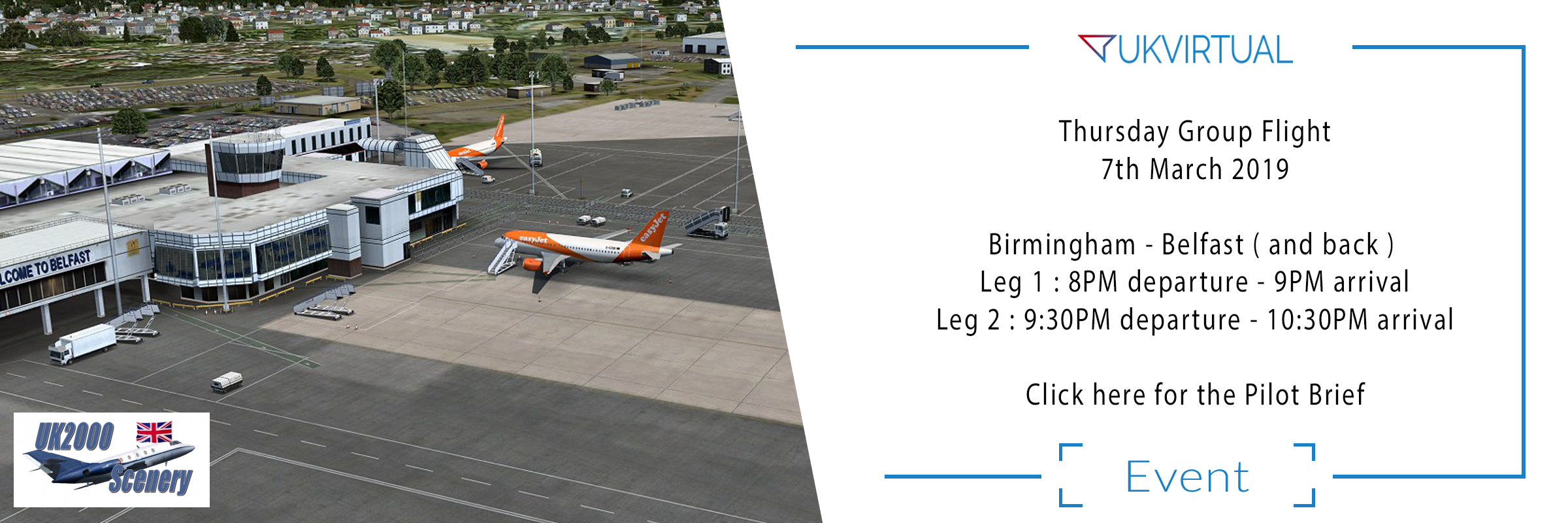 Thursday Group Flight : Birmingham – Belfast ( and back )