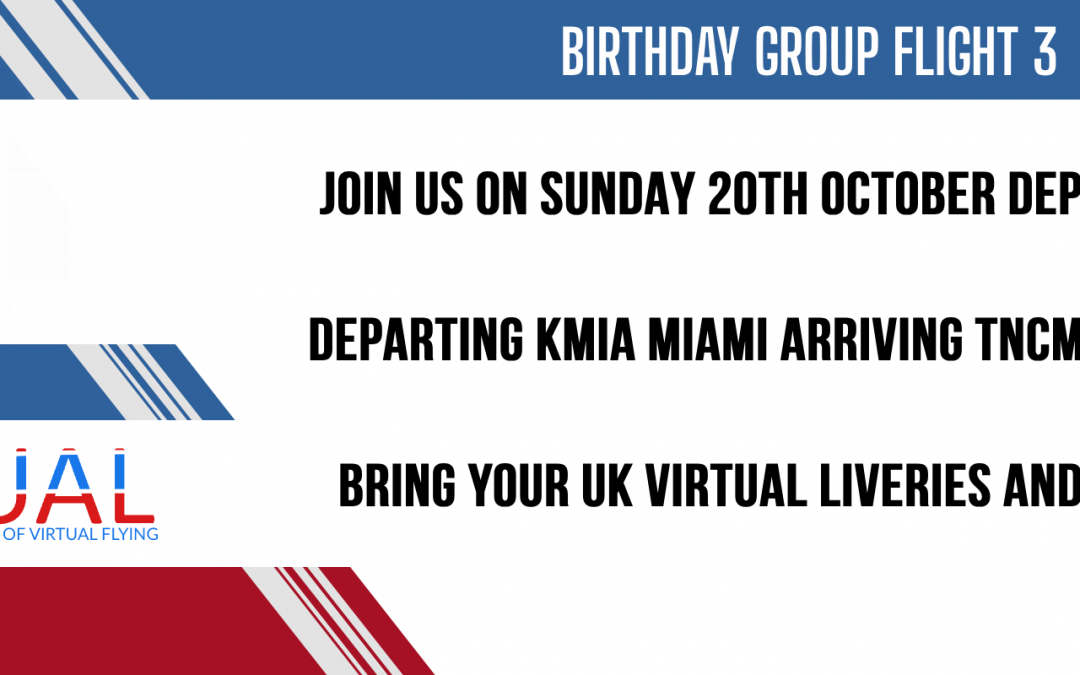 New Group Flight – 20/10/2024 18:00